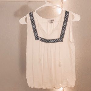 White Embroidered Tank